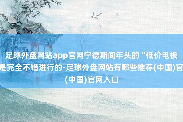 足球外盘网站app官网宁德期间年头的“低价电板”计谋是完全不错进行的-足球外盘网站有哪些推荐(中国)官网入口