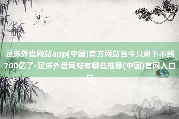 足球外盘网站app(中国)官方网站当今只剩下不到700亿了-足球外盘网站有哪些推荐(中国)官网入口