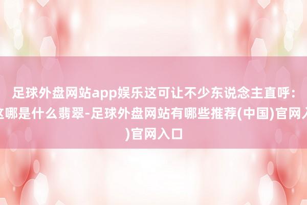 足球外盘网站app娱乐这可让不少东说念主直呼：“这哪是什么翡翠-足球外盘网站有哪些推荐(中国)官网入口